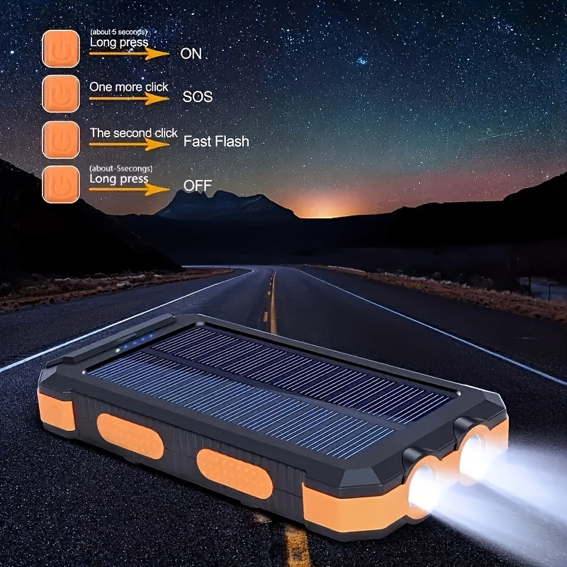 Outdoor Solar-Powerbank 10.000 mAh mit LED & Dual-USB – Robust & Wetterfest