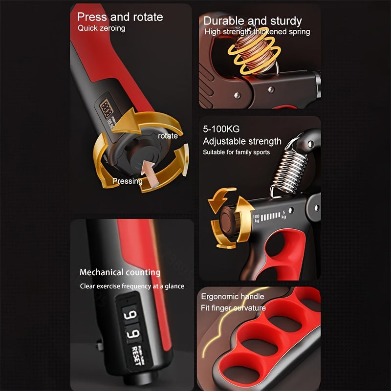 GripMaster Pro Handtrainer – Einstellbarer Widerstand 5–100 kg